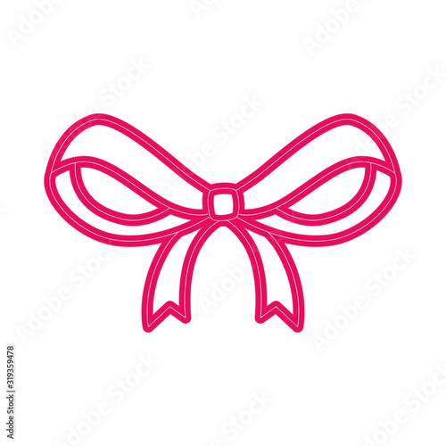 beautiful ribbon in neon light on white background