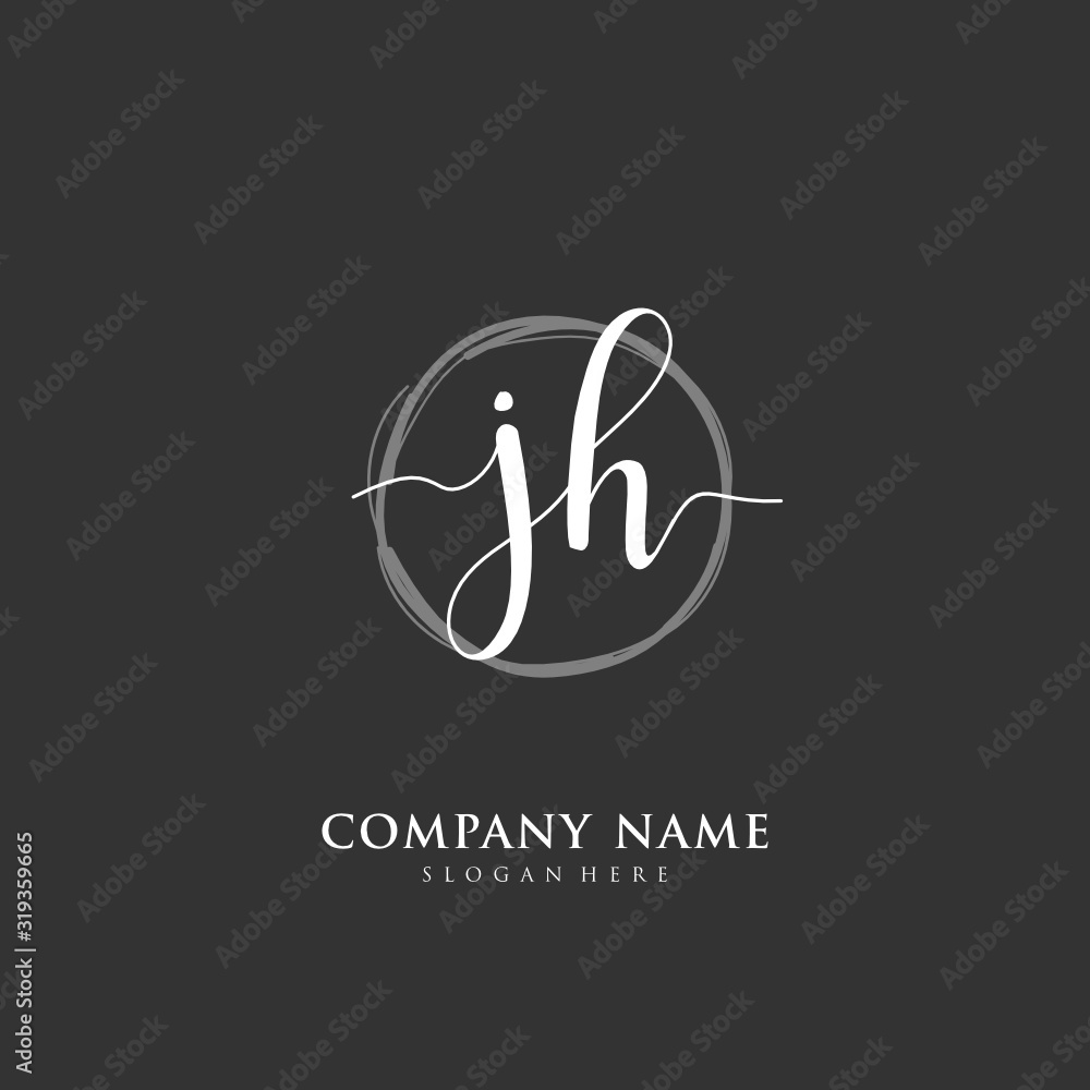 Handwritten initial letter J H JH for identity and logo. Vector logo template with handwriting and signature style. Handwritten initial letter J H JH for identity and logo. Vector logo template with handwriting and signature style.