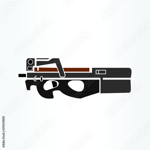 various weapons Machine pistol and rifles isolated on white background vector illustration. manga gun design vector © iestudio