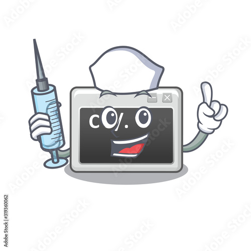 Smiley Nurse command window cartoon character with a syringe