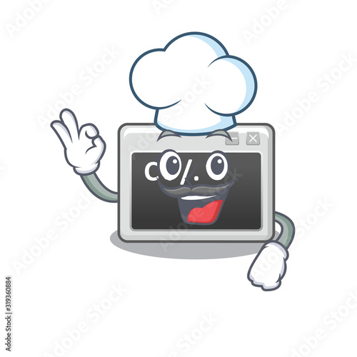 command window cartoon character wearing costume of chef and white hat