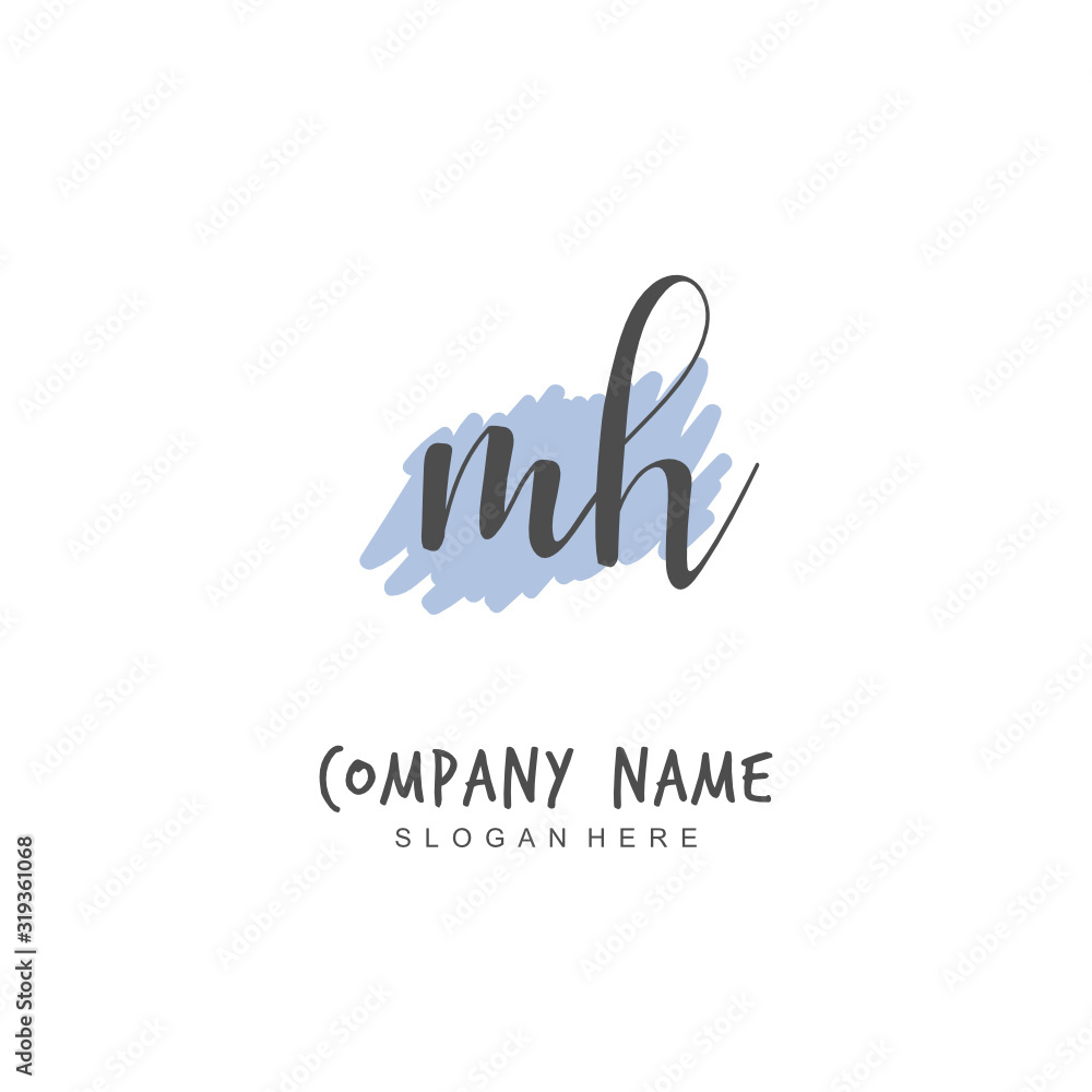 Handwritten initial letter M H MH for identity and logo. Vector logo template with handwriting and signature style. Handwritten initial letter M H MH for identity and logo. Vector logo template with handwriting and signature style.