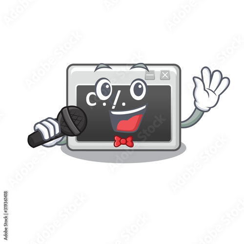 Happy command window singing on a microphone