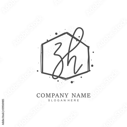 Handwritten initial letter Z H ZH for identity and logo. Vector logo template with handwriting and signature style.