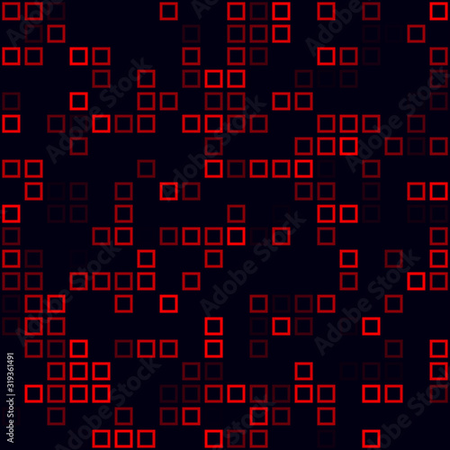 Abstract technology background. Sparse pattern of frames. Red colored seamless background. Powerful vector illustration.