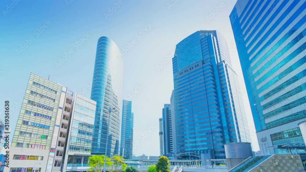 東京 品川 高層ビル街 タイムラプス 新緑と青空 東京 品川 高層ビル街 タイムラプス 新緑と青空