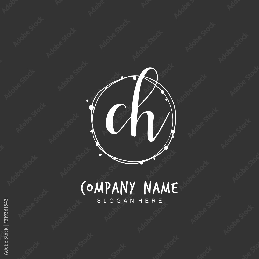 Handwritten initial letter C H CH for identity and logo. Vector logo template with handwriting and signature style. Handwritten initial letter C H CH for identity and logo. Vector logo template with handwriting and signature style.