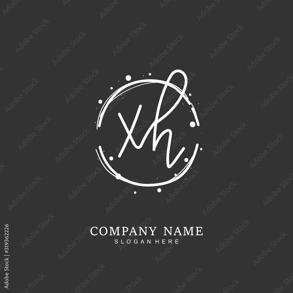 Handwritten initial letter X H XH for identity and logo. Vector logo template with handwriting and signature style. Handwritten initial letter X H XH for identity and logo. Vector logo template with handwriting and signature style.