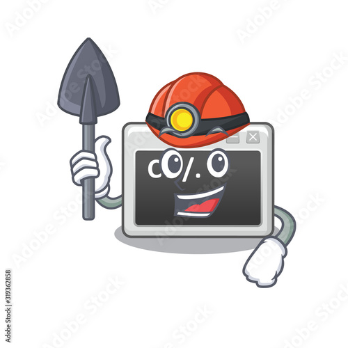 Cool clever Miner command window cartoon character design