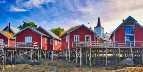 Obraz na plátně norway fishermen house rorbu rorbuer