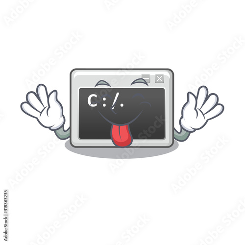 Cute command window cartoon mascot style with Tongue out