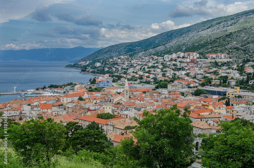 View from above on Senj town, Croatia