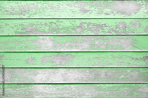 Old wooden wall green color texture background