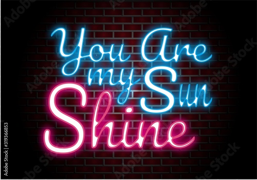 you are my sun shine Modern motivation quote in neon signs