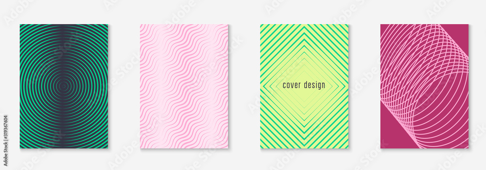 Abstract shapes cover. Yellow and pink. Minimal annual report, patent, page, journal mockup. Abstract shapes cover and template with line geometric elements.