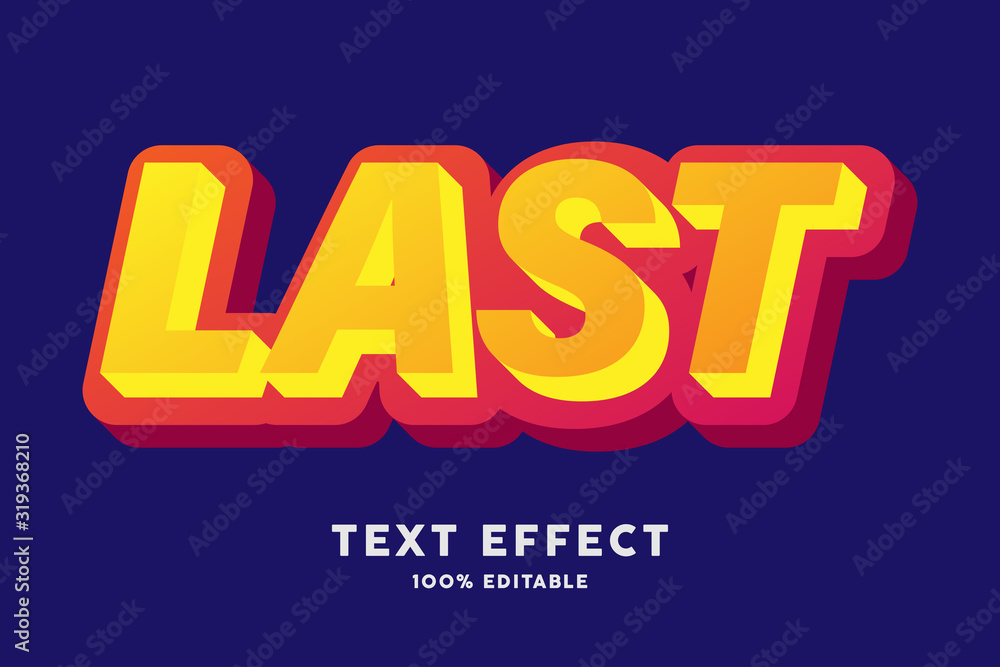 Yellow red modern text effect, editable text