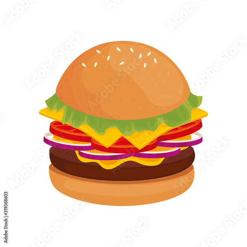 delicious burger fast food icon