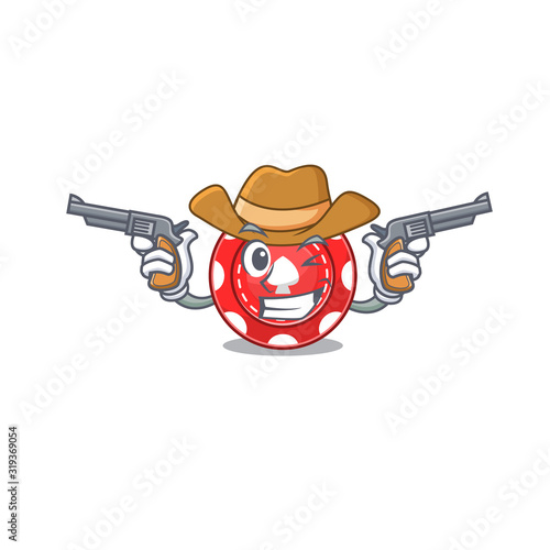 Gambling chips dressed as a Cowboy having guns