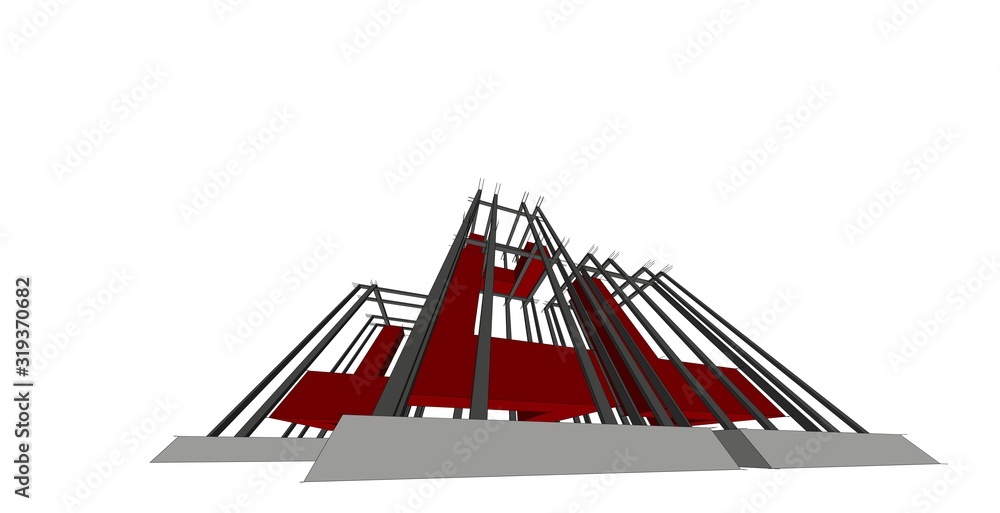 Abstract, structure, sculpture and architecture, Sketch concept idea. Stock Illustration Adobe