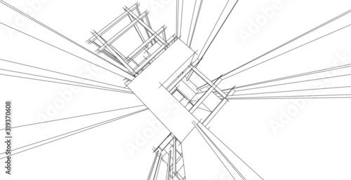 Abstract, structure, sculpture and architecture, Sketch concept idea.