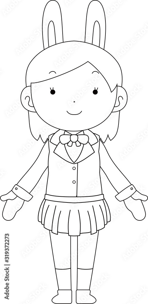 cosplayer girl in a sailor suit with Rabbit ears outline