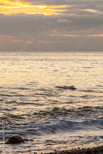 Beautiful colored sunset on the sea, landscape