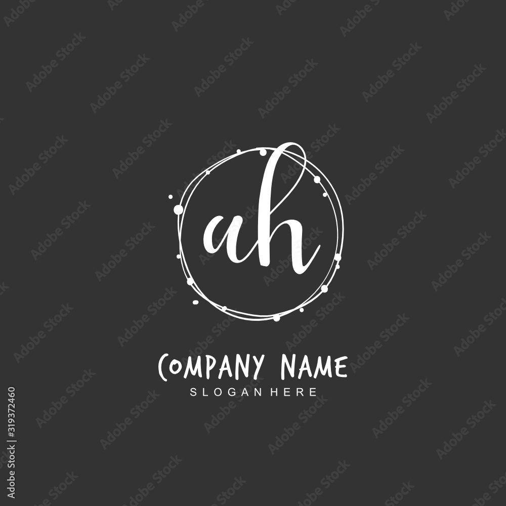 Handwritten initial letter A H AH for identity and logo. Vector logo template with handwriting and signature style. Handwritten initial letter A H AH for identity and logo. Vector logo template with handwriting and signature style.