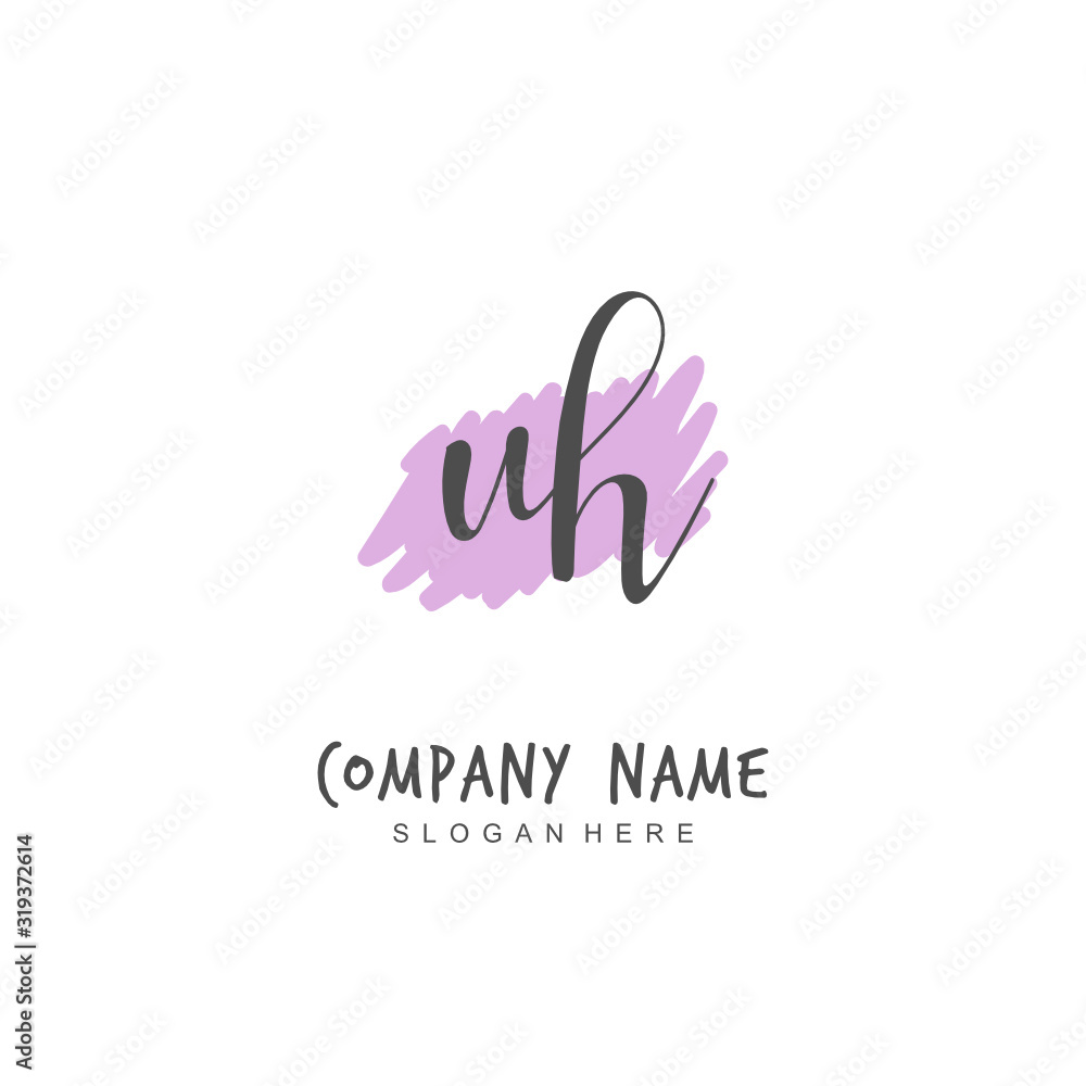Handwritten initial letter U H UH for identity and logo. Vector logo template with handwriting and signature style. Handwritten initial letter U H UH for identity and logo. Vector logo template with handwriting and signature style.