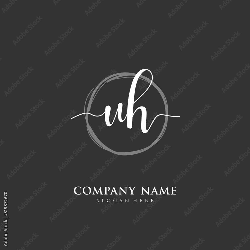 Handwritten initial letter U H UH for identity and logo. Vector logo template with handwriting and signature style. Handwritten initial letter U H UH for identity and logo. Vector logo template with handwriting and signature style.
