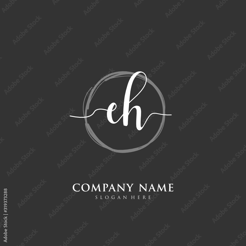 Handwritten initial letter E H EH for identity and logo. Vector logo template with handwriting and signature style. Handwritten initial letter E H EH for identity and logo. Vector logo template with handwriting and signature style.