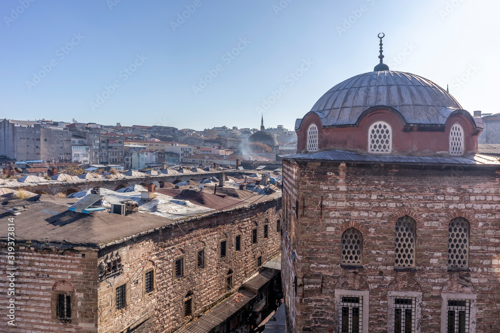 Cakmakcilar Mosque and Great New Caravanserai at Eminonu, Istanbul,Turkey