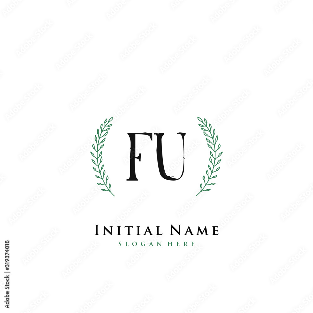 FU Initial handwriting logo vector FU Initial handwriting logo vector