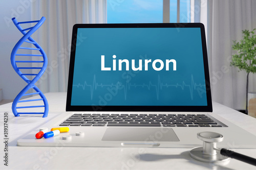 Linuron– Medicine/health. Computer in the office with term on the screen. Science/healthcare photo