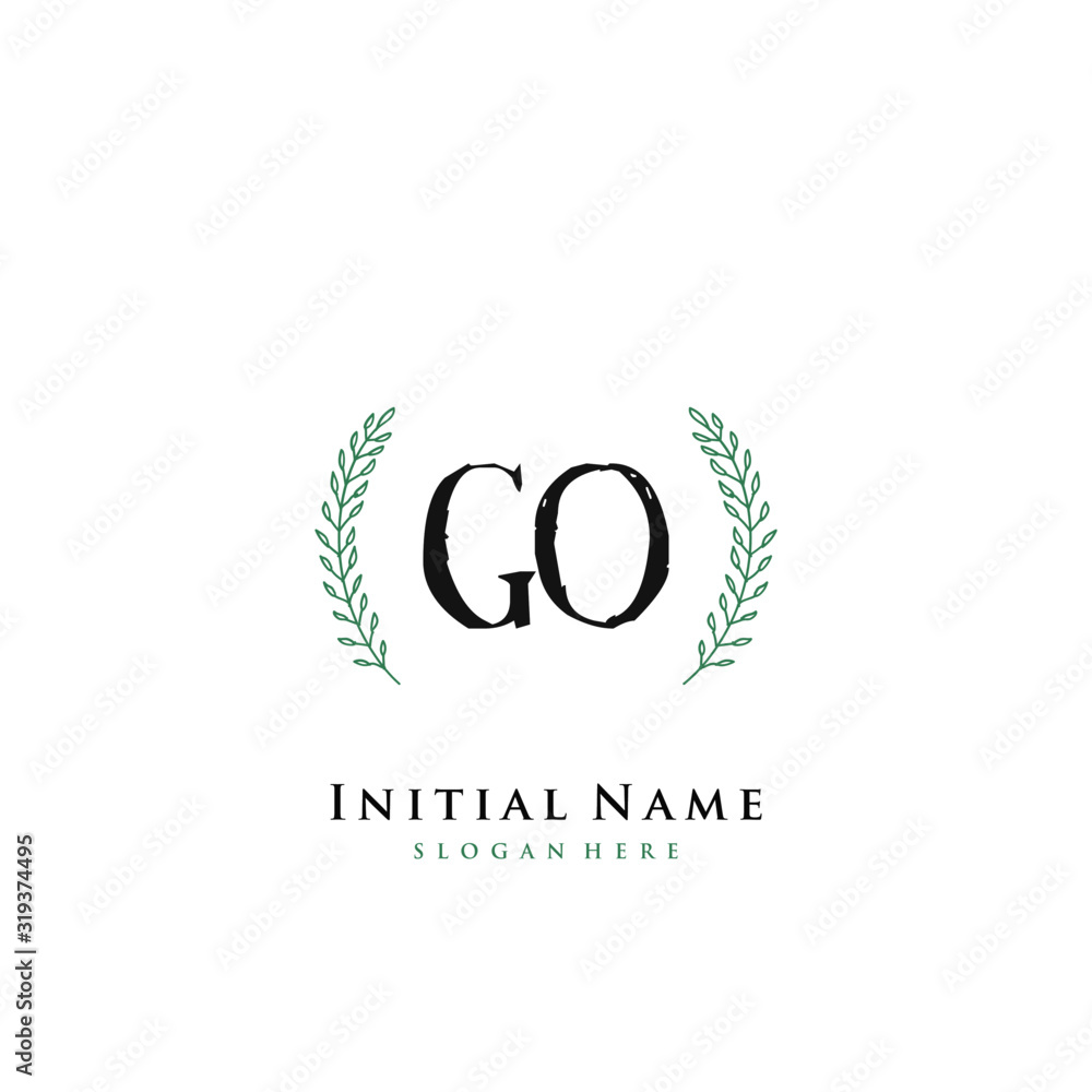 GO Initial handwriting logo vector GO Initial handwriting logo vector