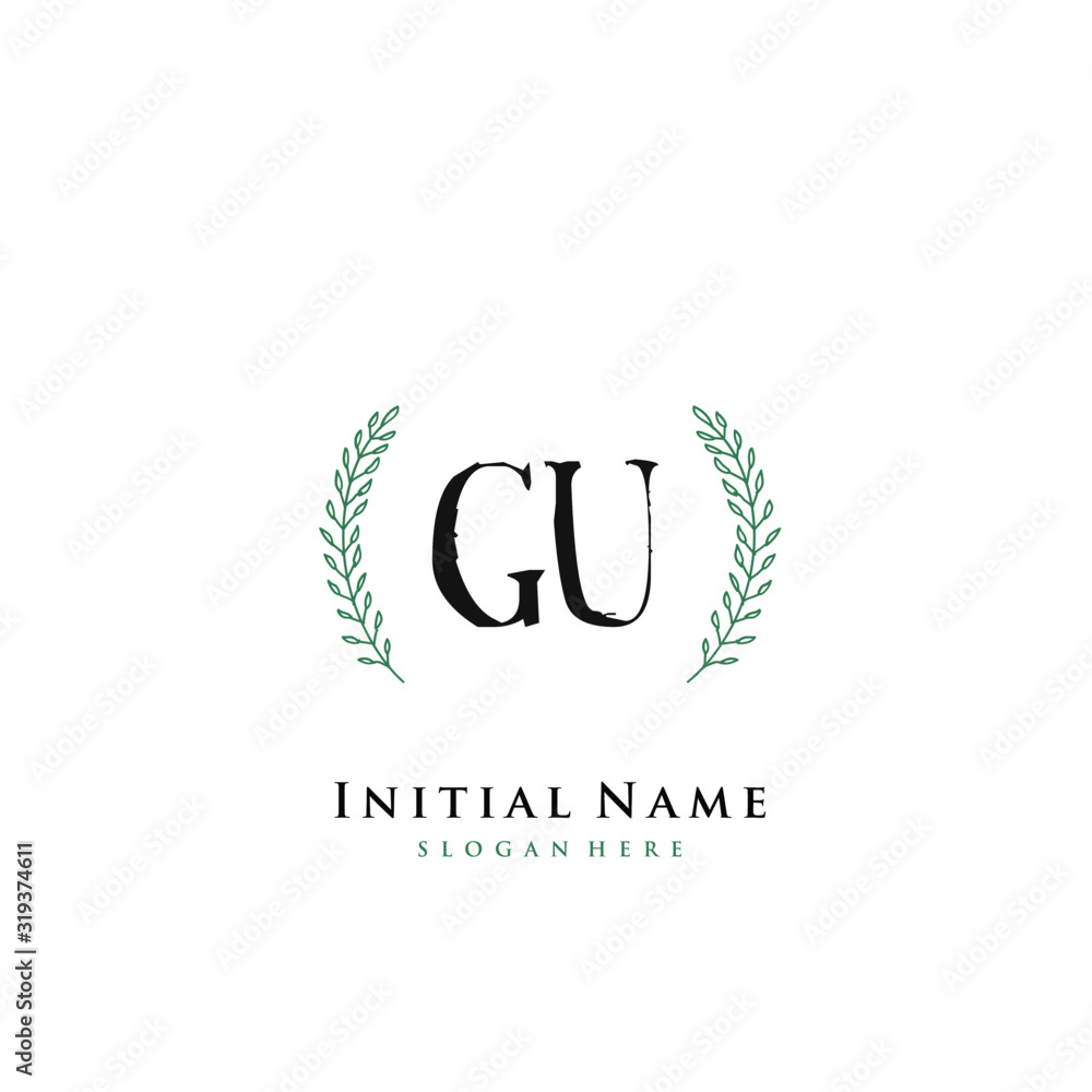 GU Initial handwriting logo vector GU Initial handwriting logo vector