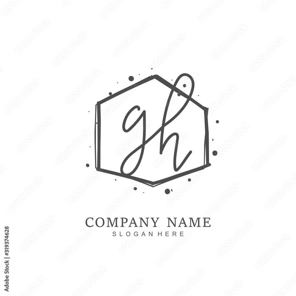 Handwritten initial letter G H GH for identity and logo. Vector logo template with handwriting and signature style. Handwritten initial letter G H GH for identity and logo. Vector logo template with handwriting and signature style.