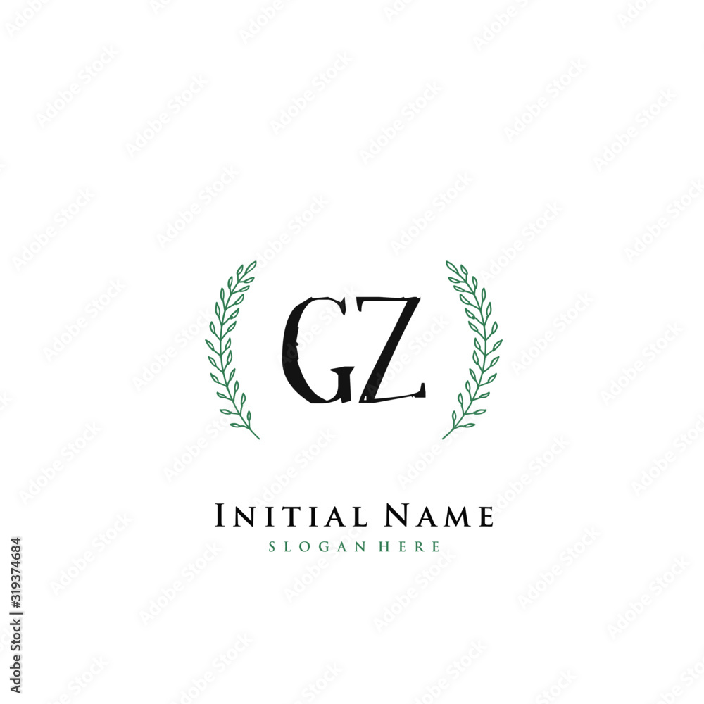 GZ Initial handwriting logo vector