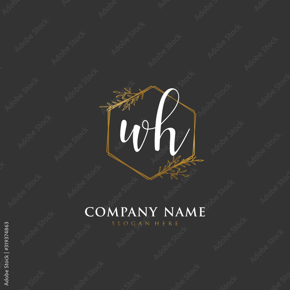 Handwritten initial letter W H WH for identity and logo. Vector logo template with handwriting and signature style. Handwritten initial letter W H WH for identity and logo. Vector logo template with handwriting and signature style.