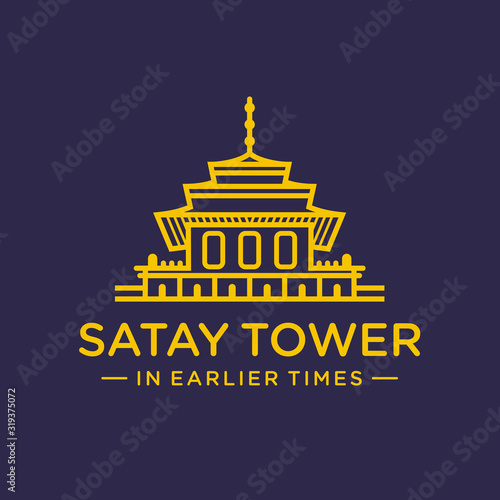 logo design outline of satay building