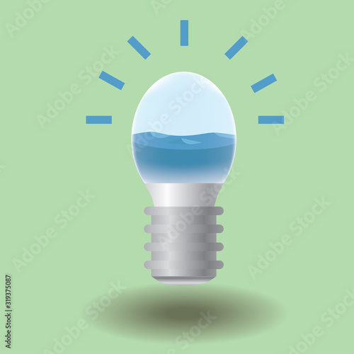 Symbol for energy saving from water. Use of water to generate electricity generates light or the use of energy resources.