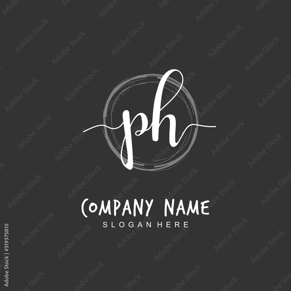 Handwritten initial letter P H PH for identity and logo. Vector logo template with handwriting and signature style. Handwritten initial letter P H PH for identity and logo. Vector logo template with handwriting and signature style.