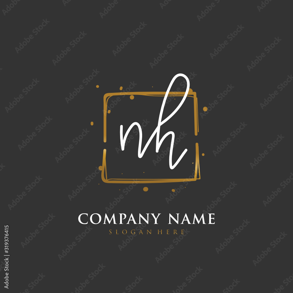 Handwritten initial letter N H NH for identity and logo. Vector logo template with handwriting and signature style. Handwritten initial letter N H NH for identity and logo. Vector logo template with handwriting and signature style.