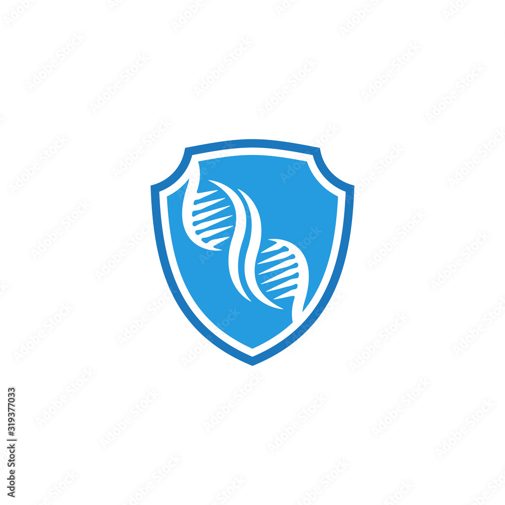 Genetic DNA icon logo vector illustration concept isolated in shield Genetic DNA icon logo vector illustration concept isolated in shield