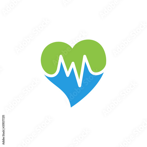 Heart beats with pulse line vector illustration. Heartbeat vector icon symbol