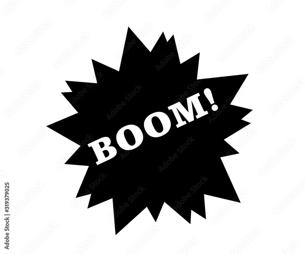 Explosion and the inscription boom black on a white background vector Explosion and the inscription boom black on a white background vector