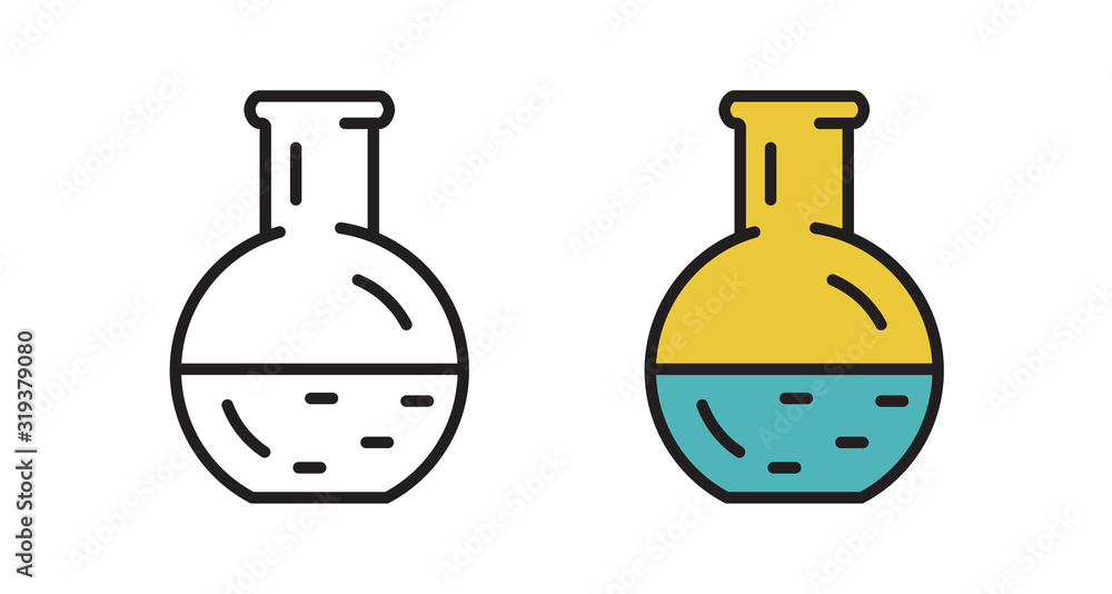 Flask icon on white background. Vector illustration in flat style. Chemical flask symbol for website design, logo, app. Flask icon on white background. Vector illustration in flat style. Chemical flask symbol for website design, logo, app.