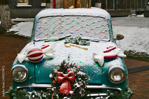 Car the modern Santa Claus with gifts