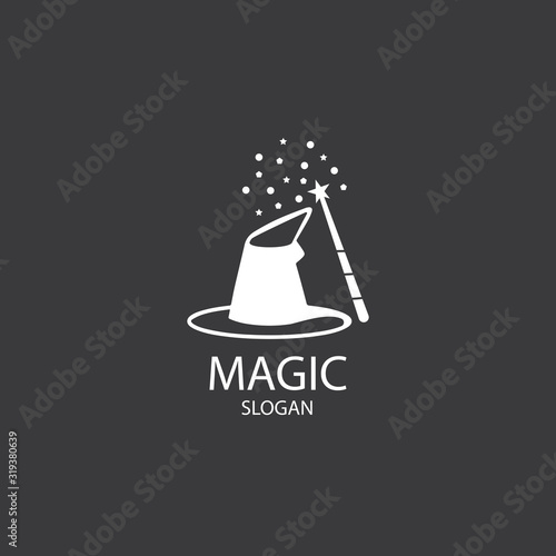 Illustration of magic hat with wand