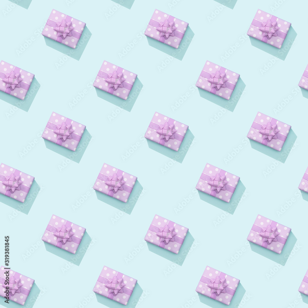 Minimal composition background of pastel pink and blue Christmas gift box. New Year concept. Minimal composition background of pastel pink and blue Christmas gift box. New Year concept.
