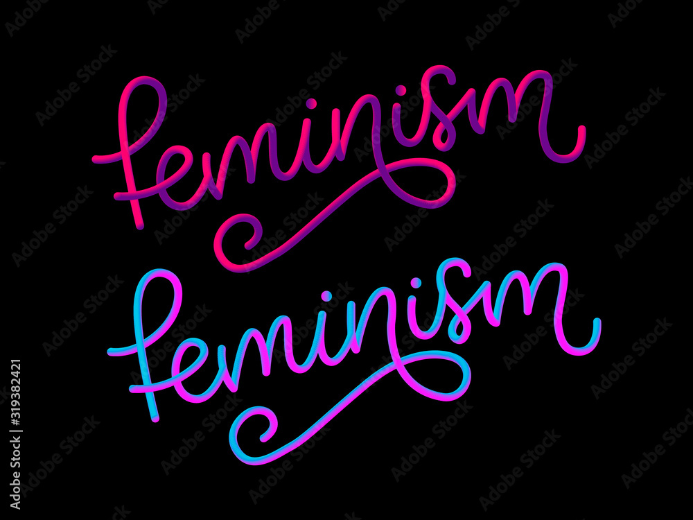 Typographic design 3d feminism letter. Graphic element. Typography lettering design. Woman motivational slogan. Feminism slogan. Girl power quote. Fashion illustration. slogan